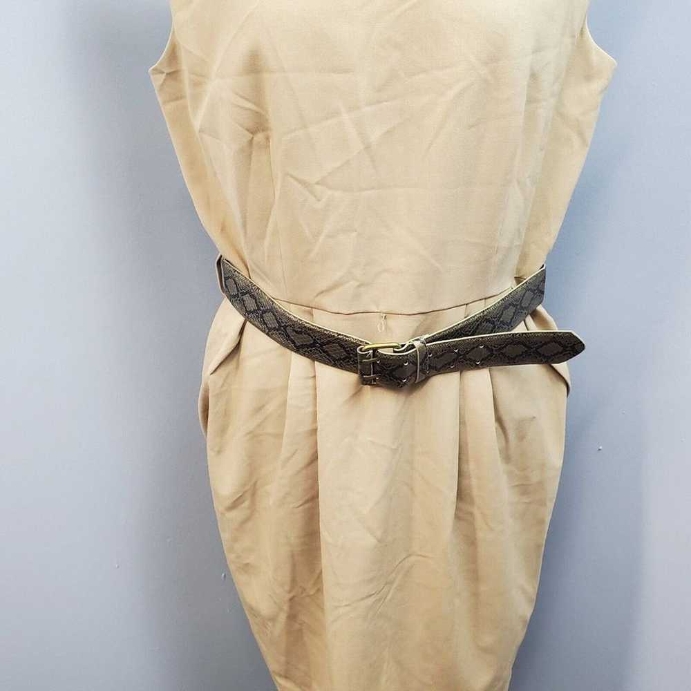 Calvin Klein Sheath Dress Womens Sz 14 Tan Belted… - image 4