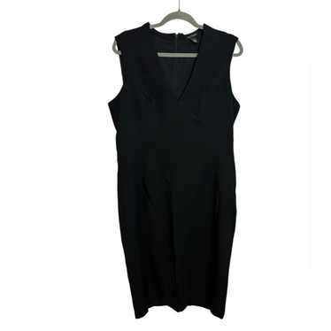 WHBM Classic Black V-Neck Sheath Dress - image 1