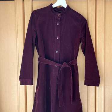 A.P.C. Burgundy Long Sleeve Dress with Belted Tie - image 1