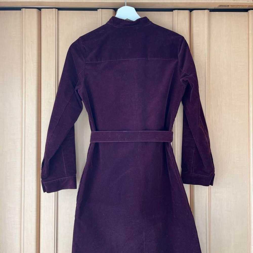 A.P.C. Burgundy Long Sleeve Dress with Belted Tie - image 2