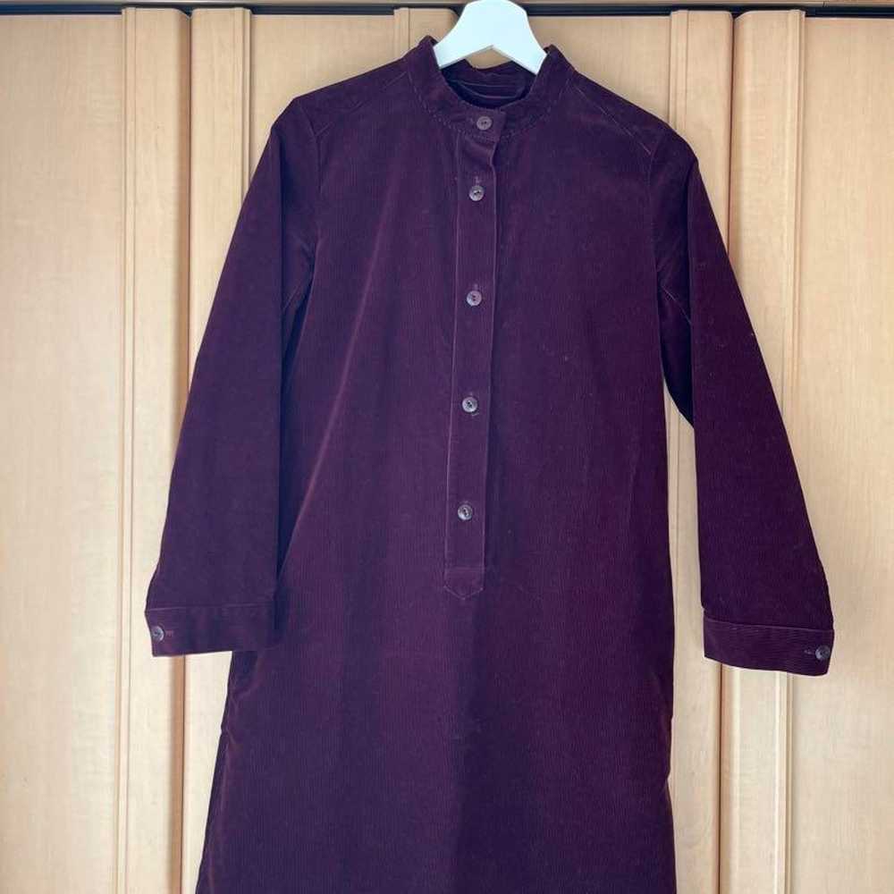 A.P.C. Burgundy Long Sleeve Dress with Belted Tie - image 3