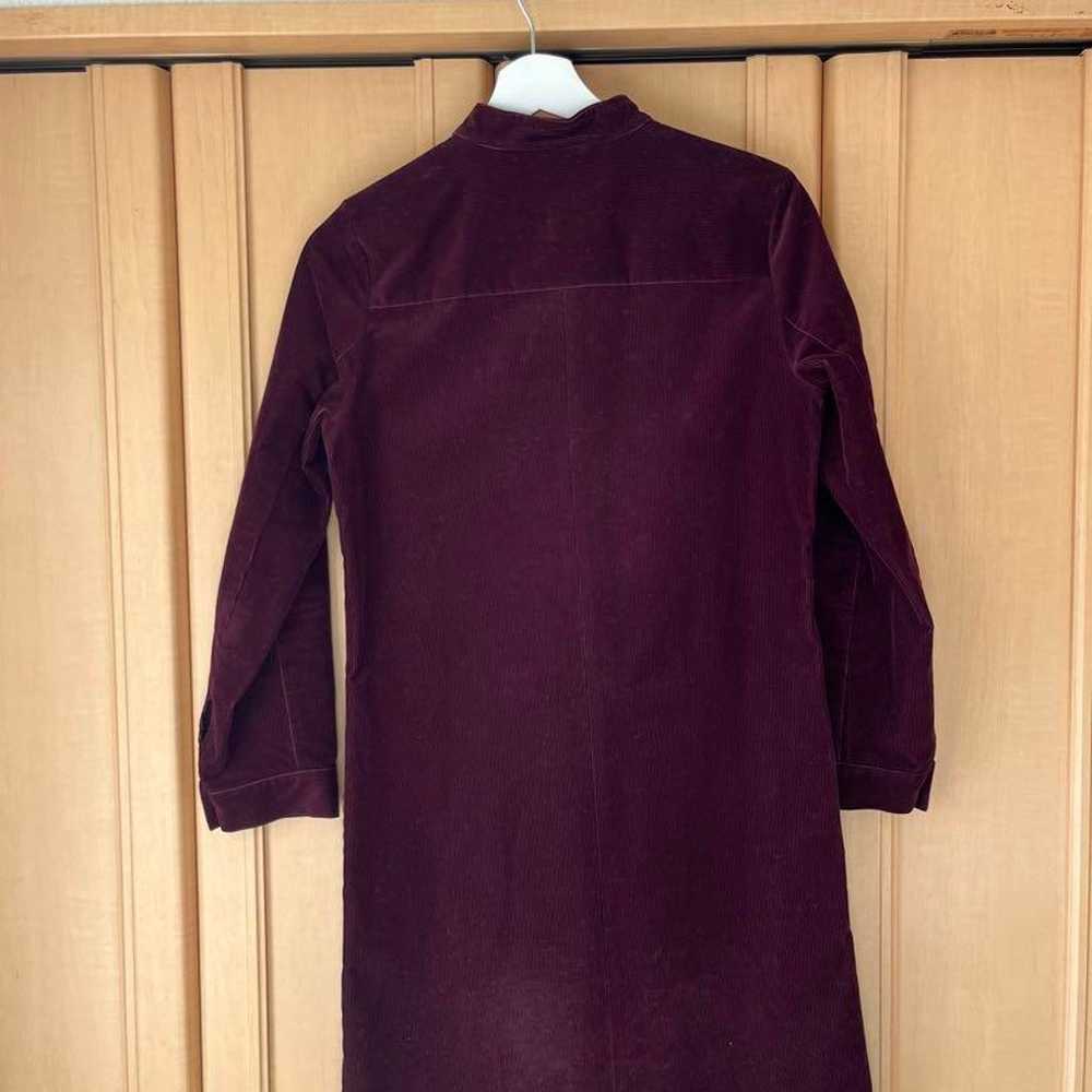 A.P.C. Burgundy Long Sleeve Dress with Belted Tie - image 4