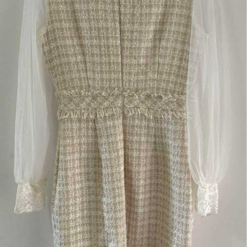 Tweed Dress Long Sleeve Tulle Sleeves 【Jewels】 - image 3