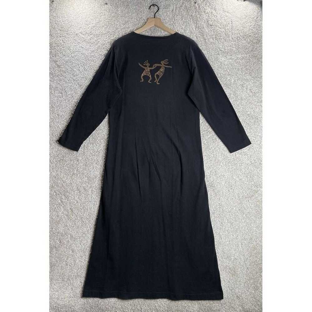 Vtg Maxi Sweatshirt Dress Black Animal Safari  La… - image 2