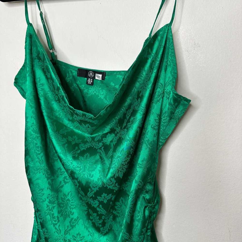 Missguided Emerald Green Satin Ruched Side Spaghe… - image 5