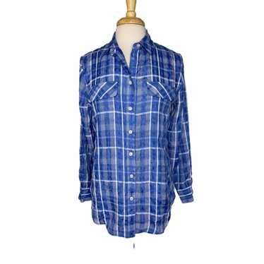 Chicos CHICOS Blue White Lightweight Plaid Shirt M