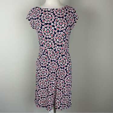 Boden Red White Blue Floral Knit Short Sleeve Shea