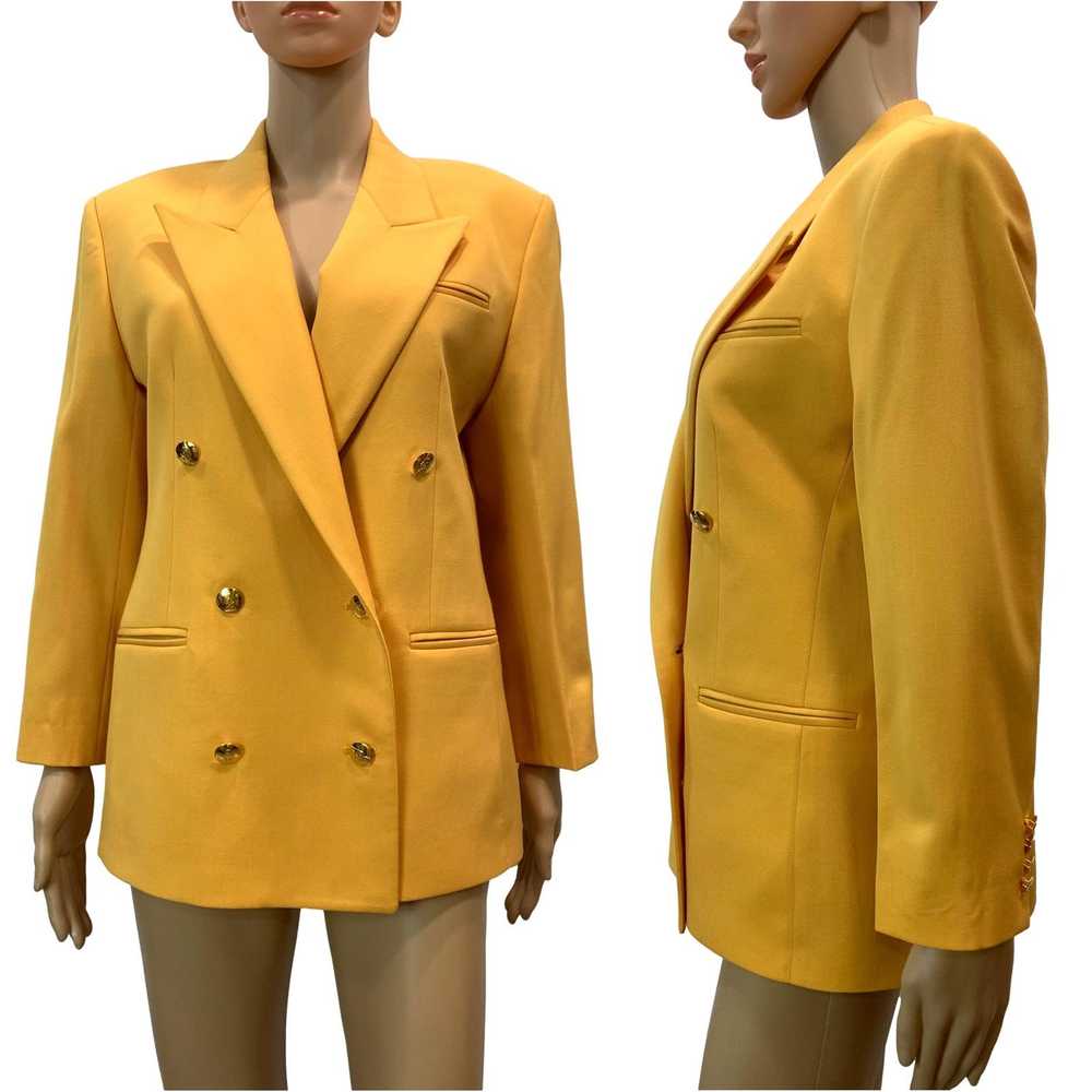 Austin Reed 80s Austin Reed Golden Yellow Wool Bl… - image 6