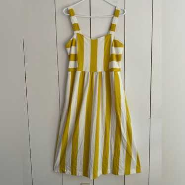 Boden Lucy Stripe Dress Chartreuse Ivory Size 10R