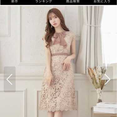 Pink beige dress with race ribbon. - image 1