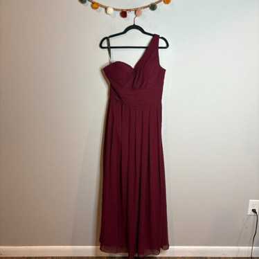 Bill Levkoff wine red one shoulder bridesmaid for… - image 1