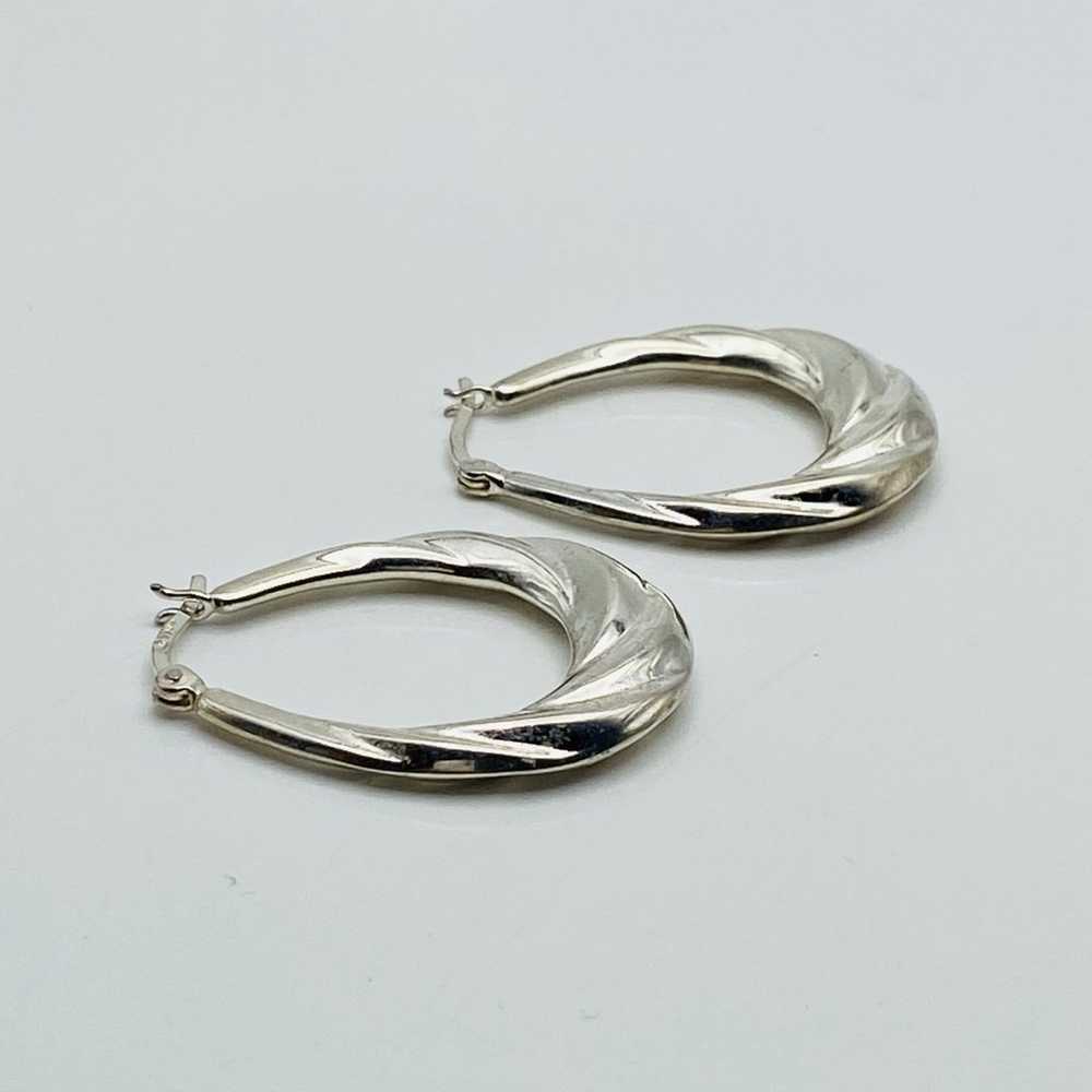 Sterling silver vintage twisted oval Hoop Earring… - image 2