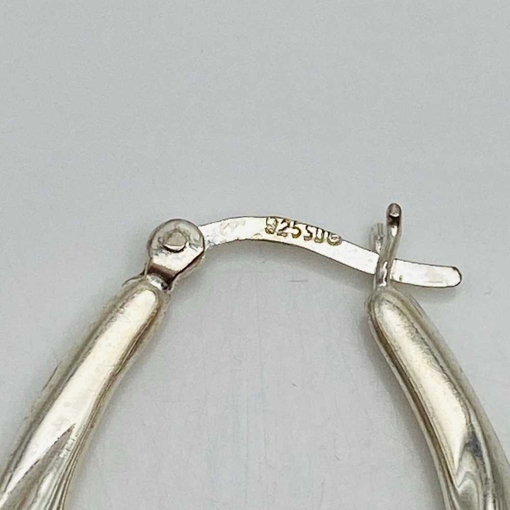 Sterling silver vintage twisted oval Hoop Earring… - image 4