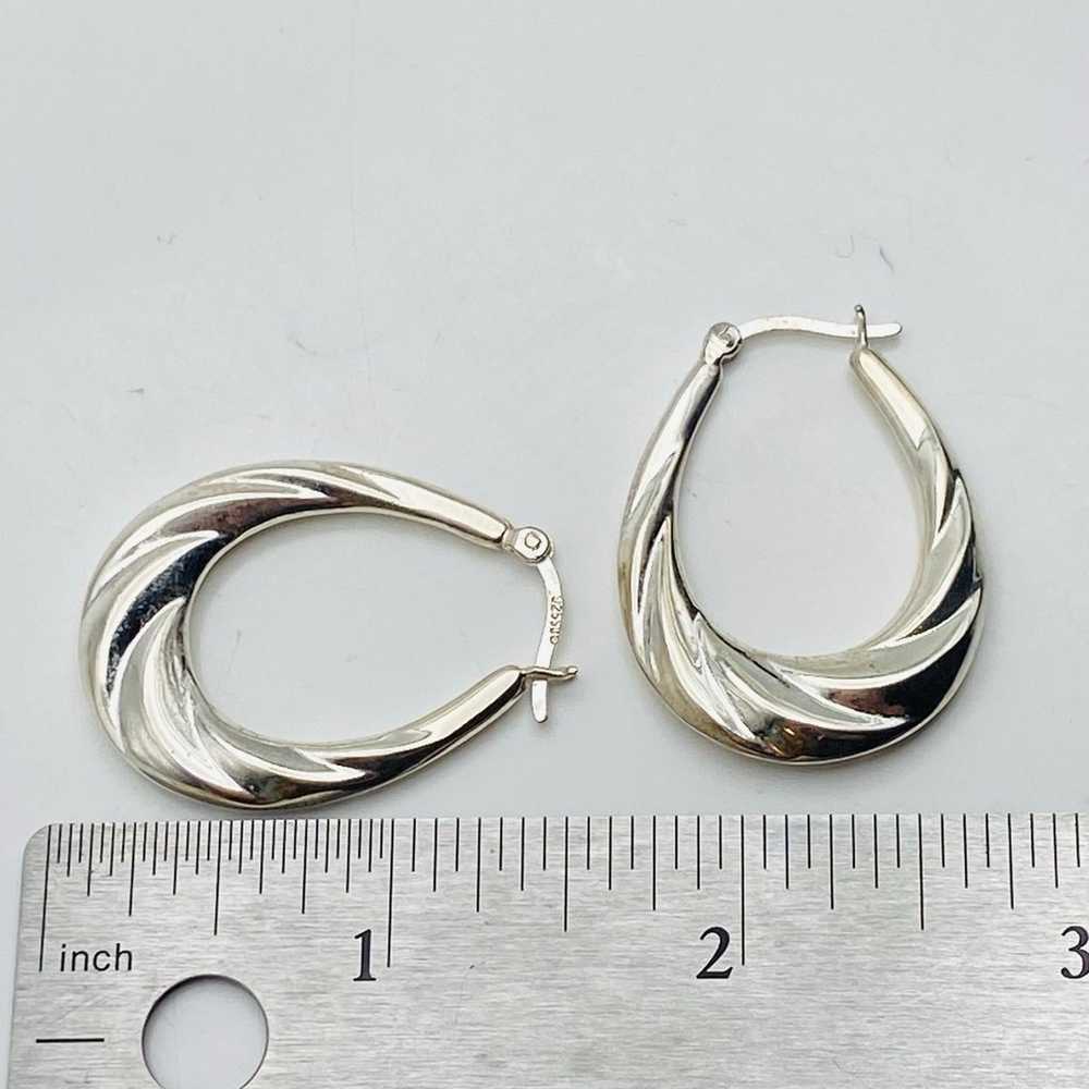 Sterling silver vintage twisted oval Hoop Earring… - image 5