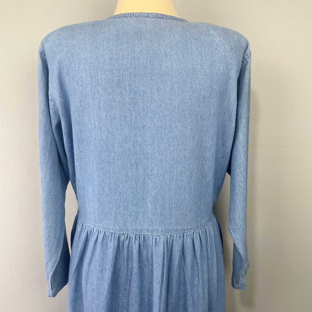 Vintage Denim Dress Size L New Look Floral Embroi… - image 9