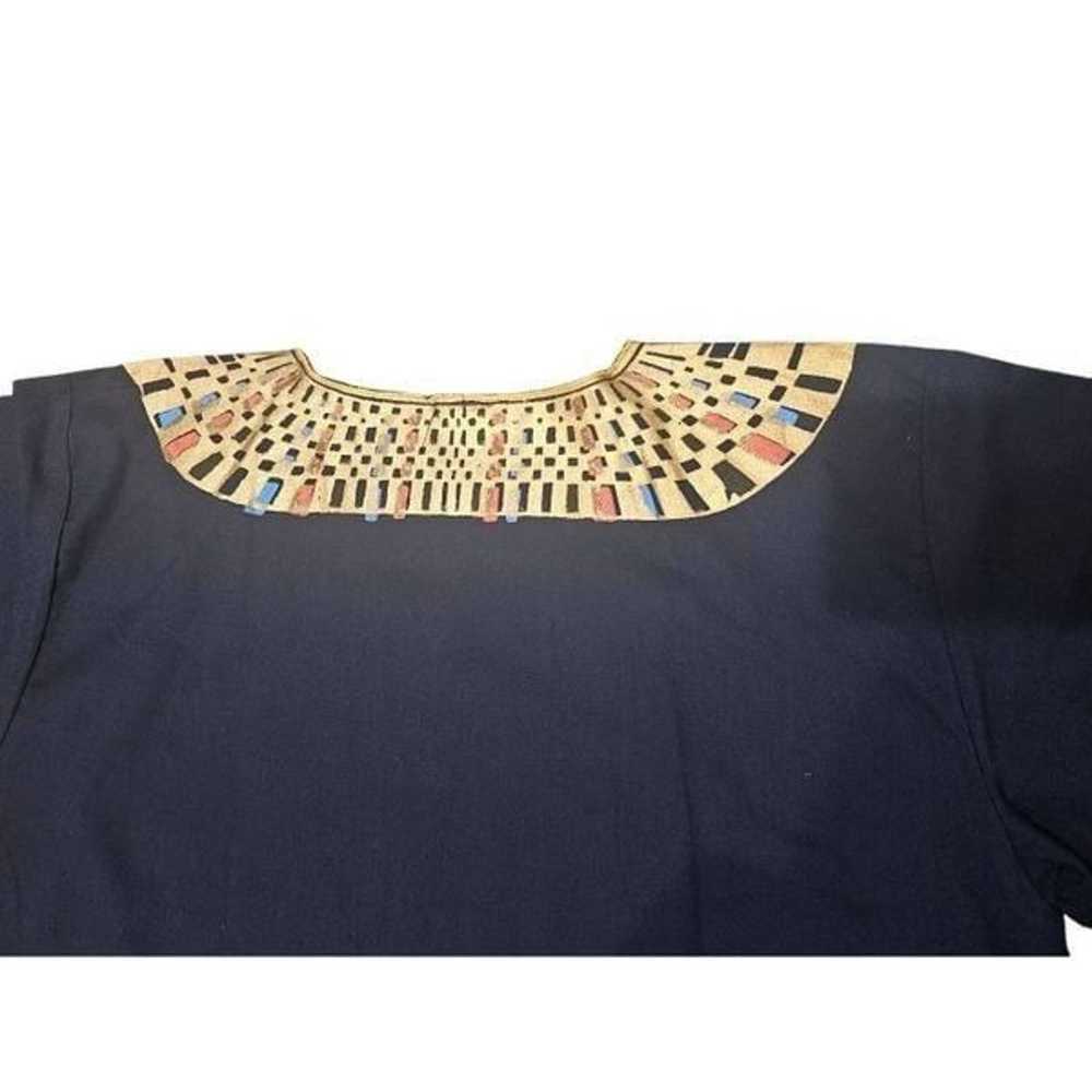 Egyptian Hand Painted Gold Blue Vintage 1970s Caf… - image 4