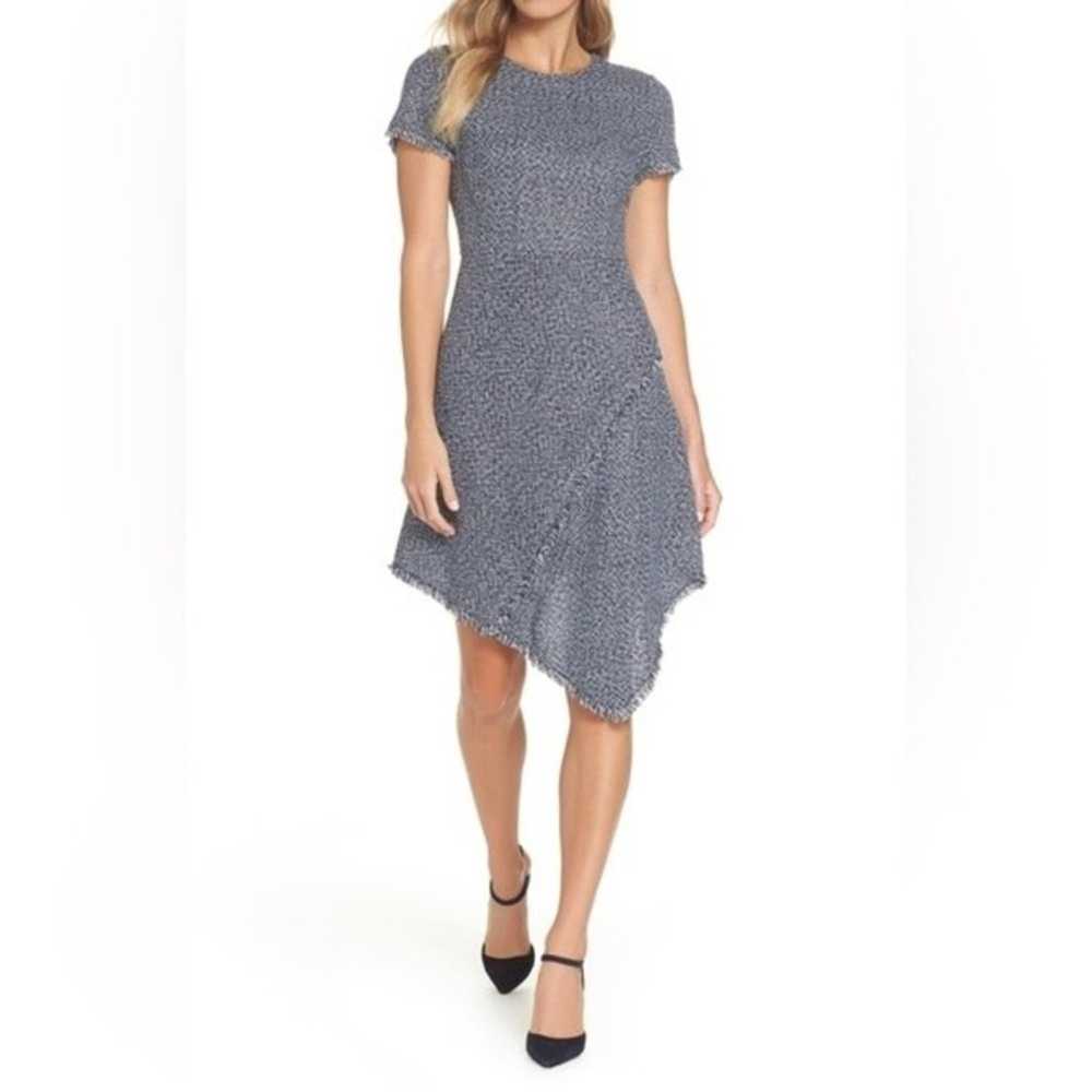 Eliza J Asymmetrical Tweed Navy Dress - Size 6P - image 1