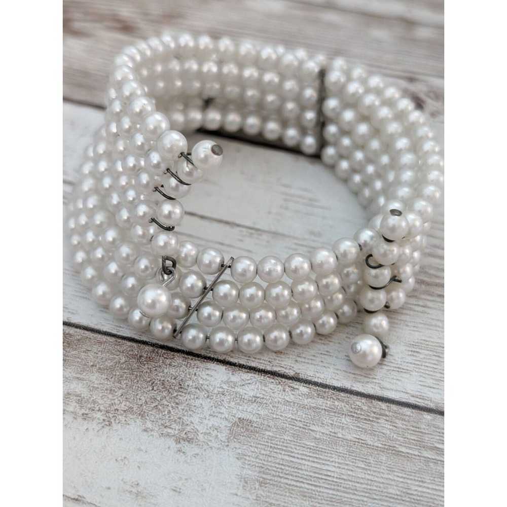 Vintage Bracelet / Bangle - Faux Pearl Wrap - Ele… - image 5