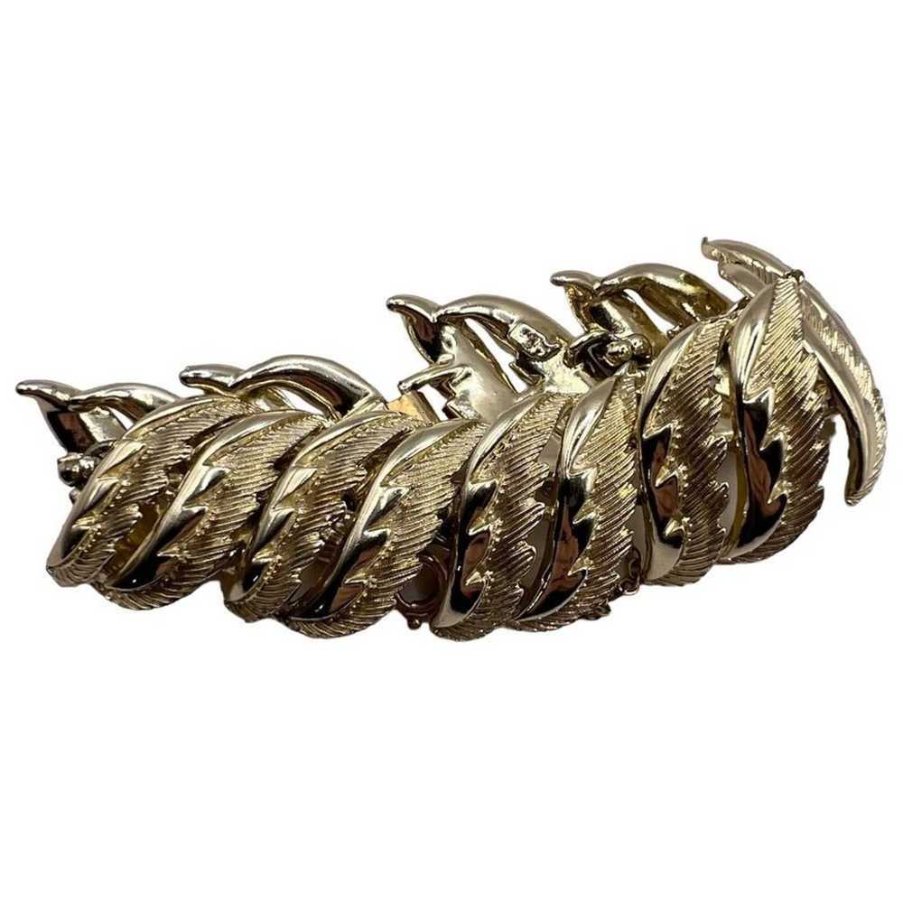 Vintage Coro Signed Gold Tone Leaf Bracelet Mob W… - image 2