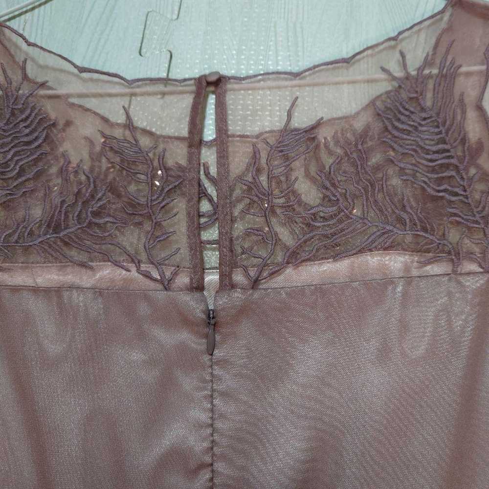 Brown Embroidered Beaded Pleated Dress, Size S - image 3