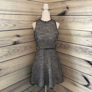 Zara Tweed Navy & White Skater Dress