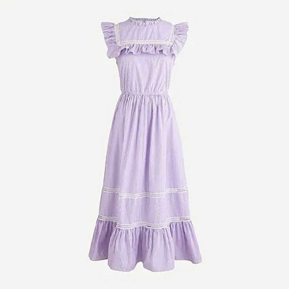 J.Crew Tiered Midi Ruffle Cottagecore Dress Plum … - image 1