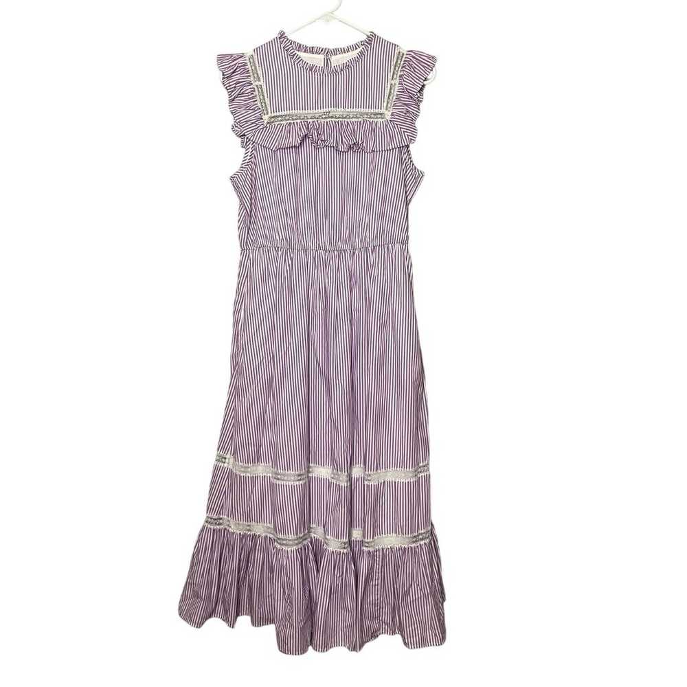 J.Crew Tiered Midi Ruffle Cottagecore Dress Plum … - image 2