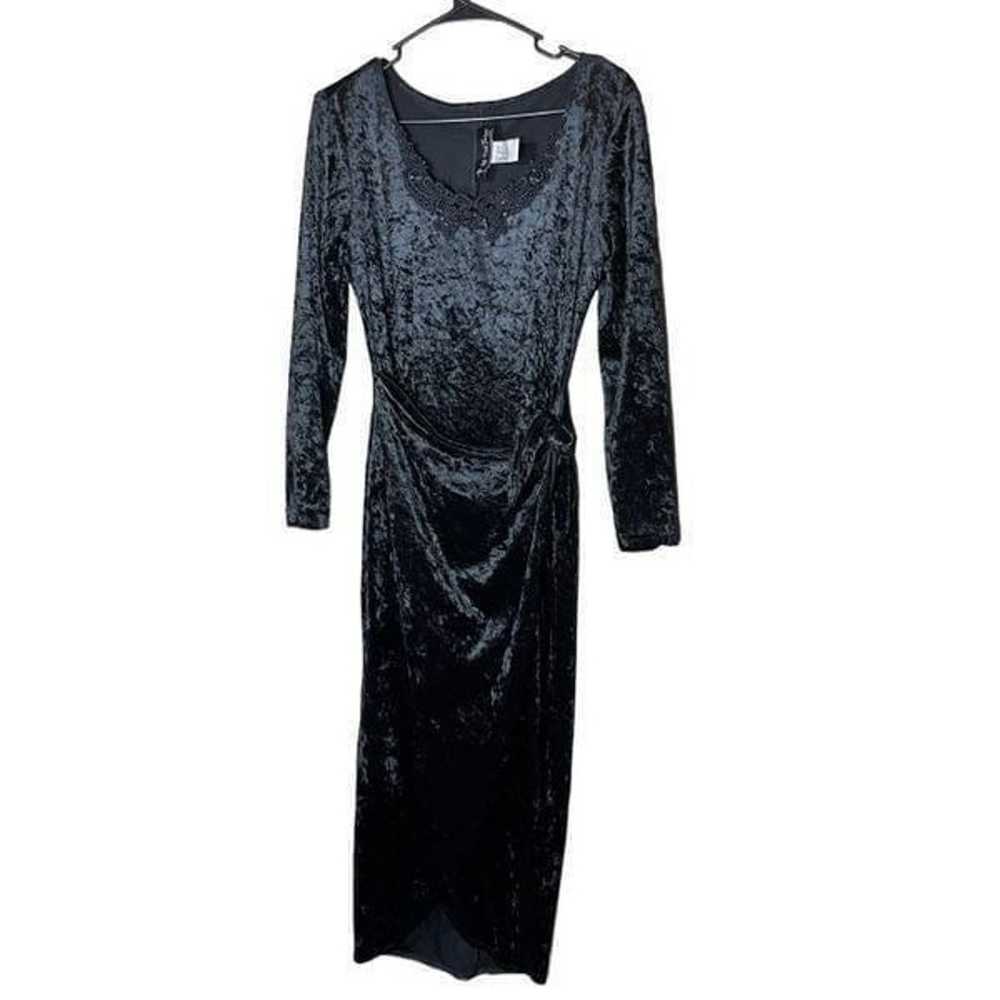 Vintage All That Jazz Black Crushed Velvet Wrap D… - image 1