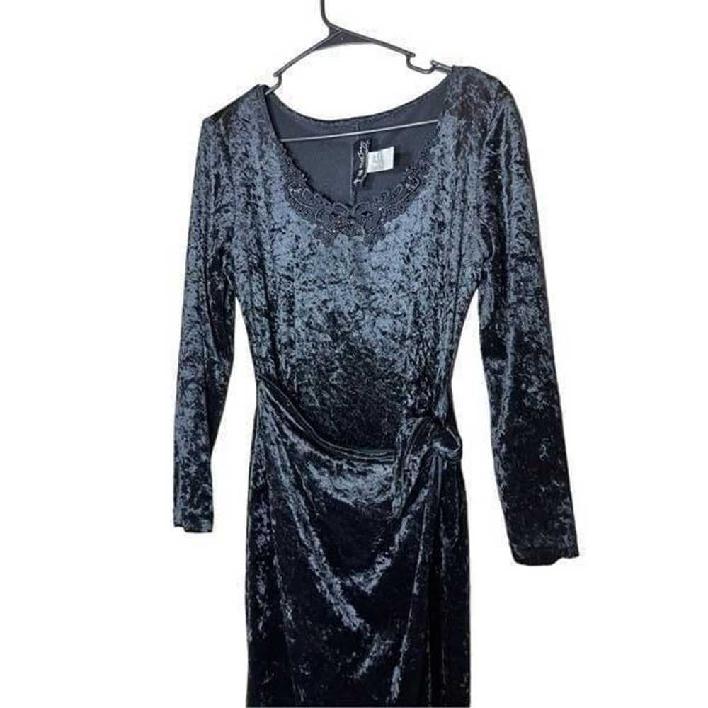 Vintage All That Jazz Black Crushed Velvet Wrap D… - image 2