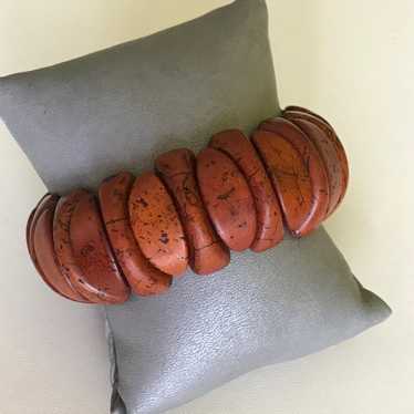 Vintage Terracotta Ceramic Links Stretchy Bracelet