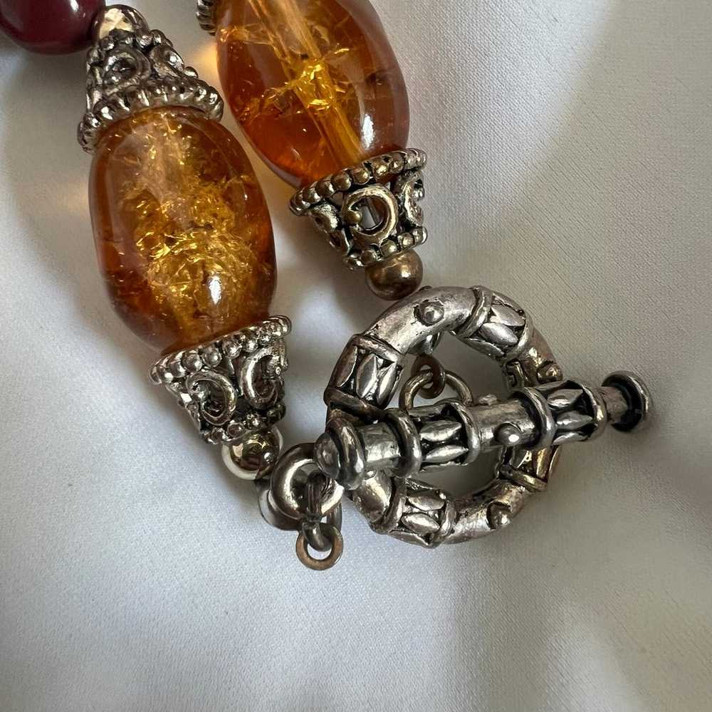 Amber Glass Colored Silver Tone Southwest Style C… - image 10