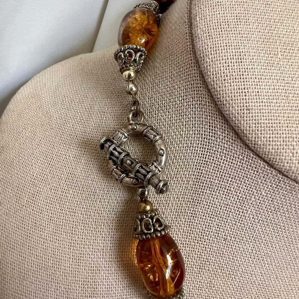 Amber Glass Colored Silver Tone Southwest Style C… - image 5