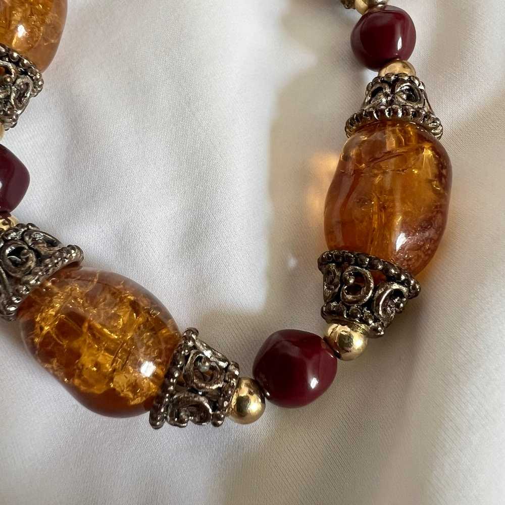 Amber Glass Colored Silver Tone Southwest Style C… - image 9