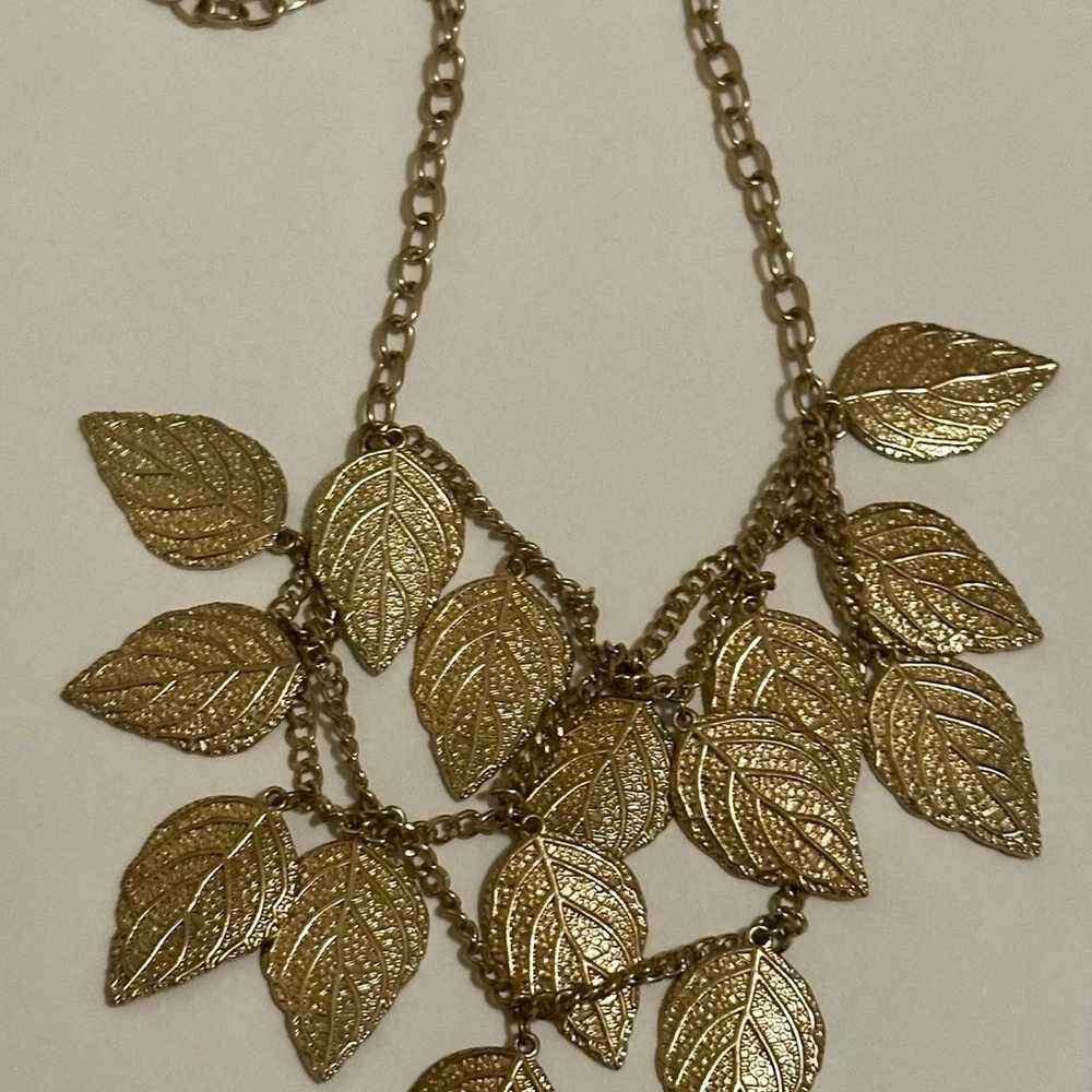 Gold-Toned Statement Necklace for Women - Vintage… - image 11