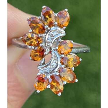 BBJ Sterling Silver Ring 925 Size 8 Orange Gemston