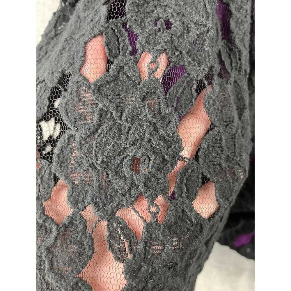 Jay Godfrey Lace Overlay Dress Black Purple Mini … - image 2