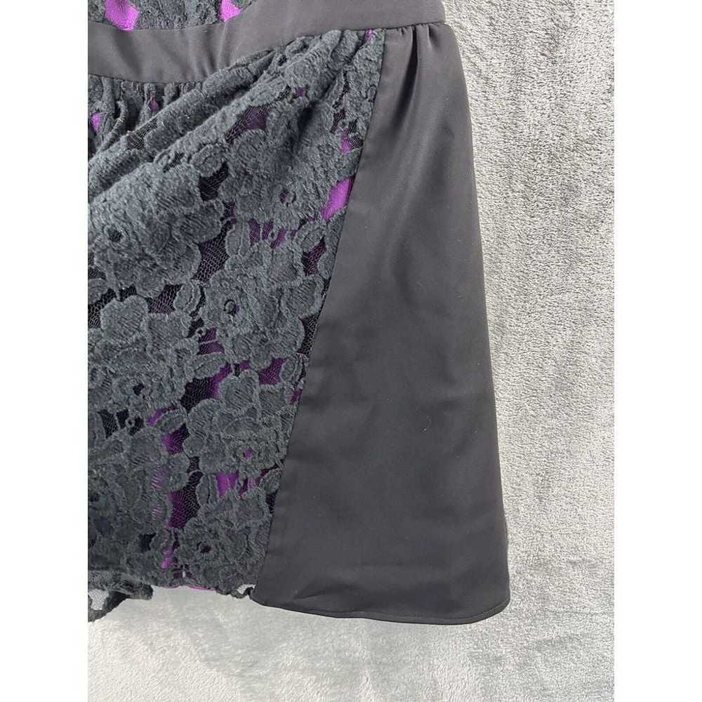 Jay Godfrey Lace Overlay Dress Black Purple Mini … - image 4