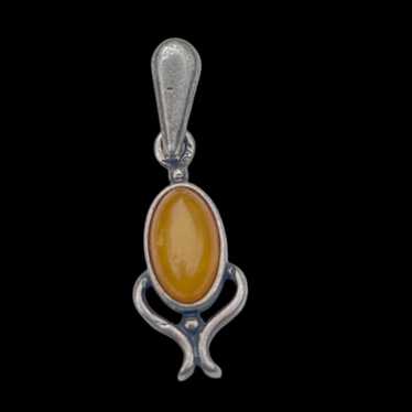 Vintage Amber Sterling Silver Pendant