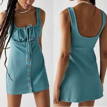 Free People Beach Olivia Turquoise Ribbed Cut-Out… - image 1