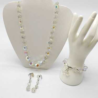 Vintage Clear Aurora Borealis Crystal Jewelry Set… - image 1