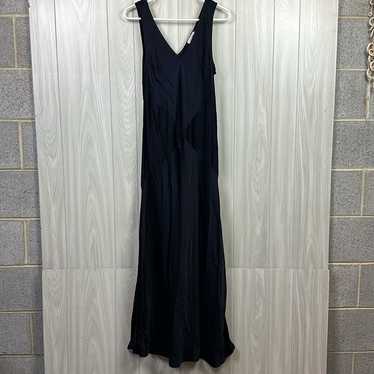 Lacausa Women Slip Dress Large Navy Blue Satin Sle