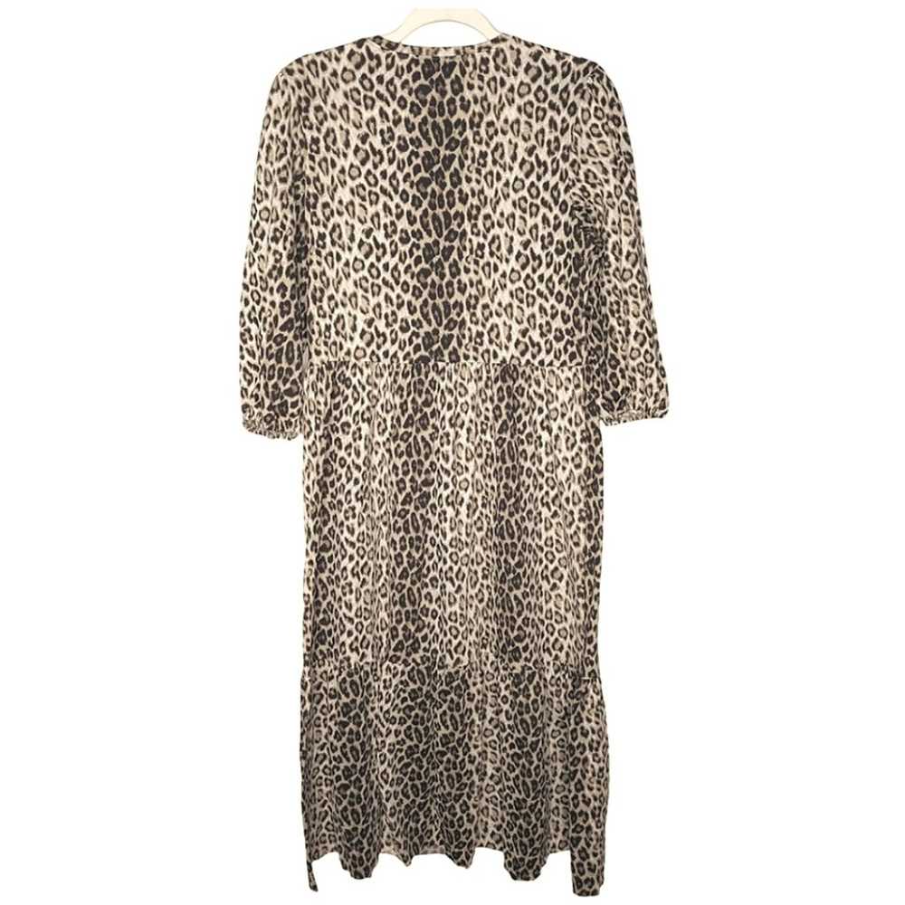 Zara Cheetah Animal Print Tiered 3/4" Sleeve Midi… - image 4