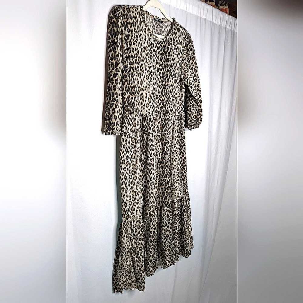 Zara Cheetah Animal Print Tiered 3/4" Sleeve Midi… - image 6