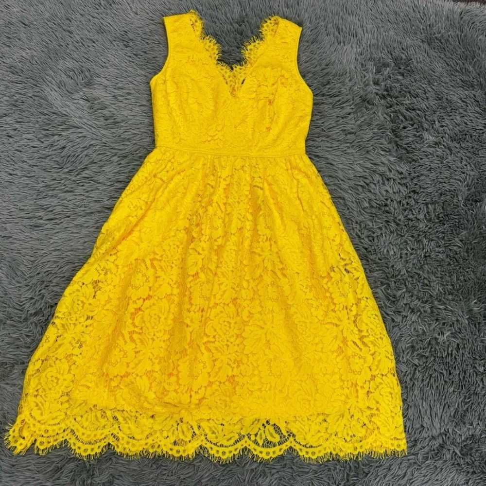 Lulus Love Swept Yellow Lace Midi Skater Dress Si… - image 2