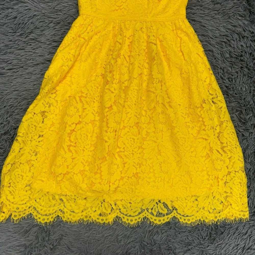 Lulus Love Swept Yellow Lace Midi Skater Dress Si… - image 3