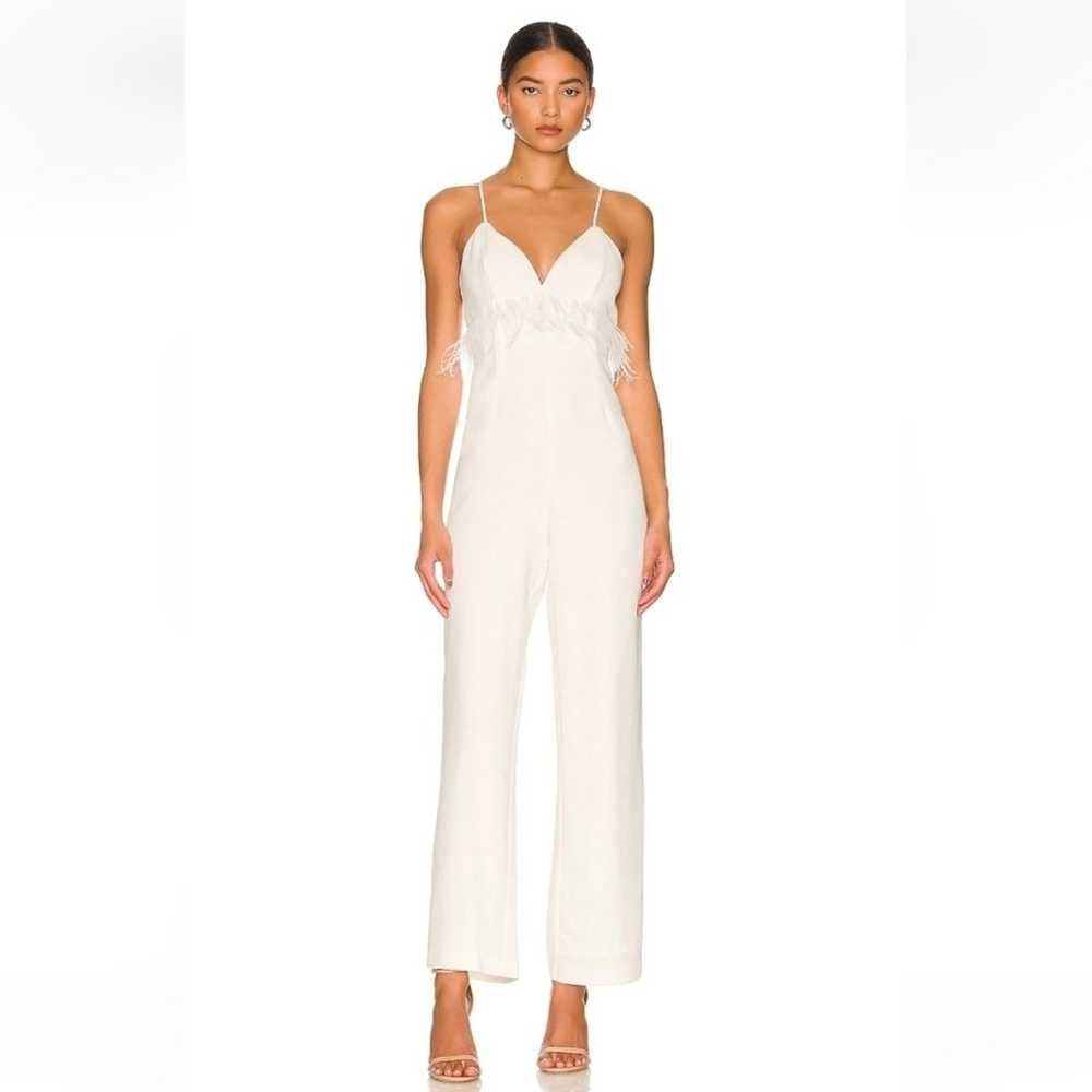 Saylor Krysta Jumpsuit White Sleeveless Small Fea… - image 1