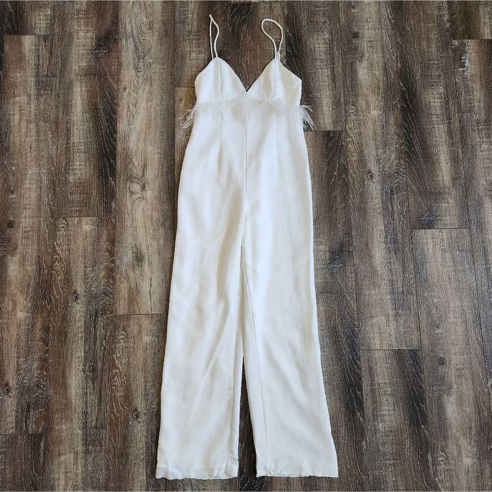 Saylor Krysta Jumpsuit White Sleeveless Small Fea… - image 3