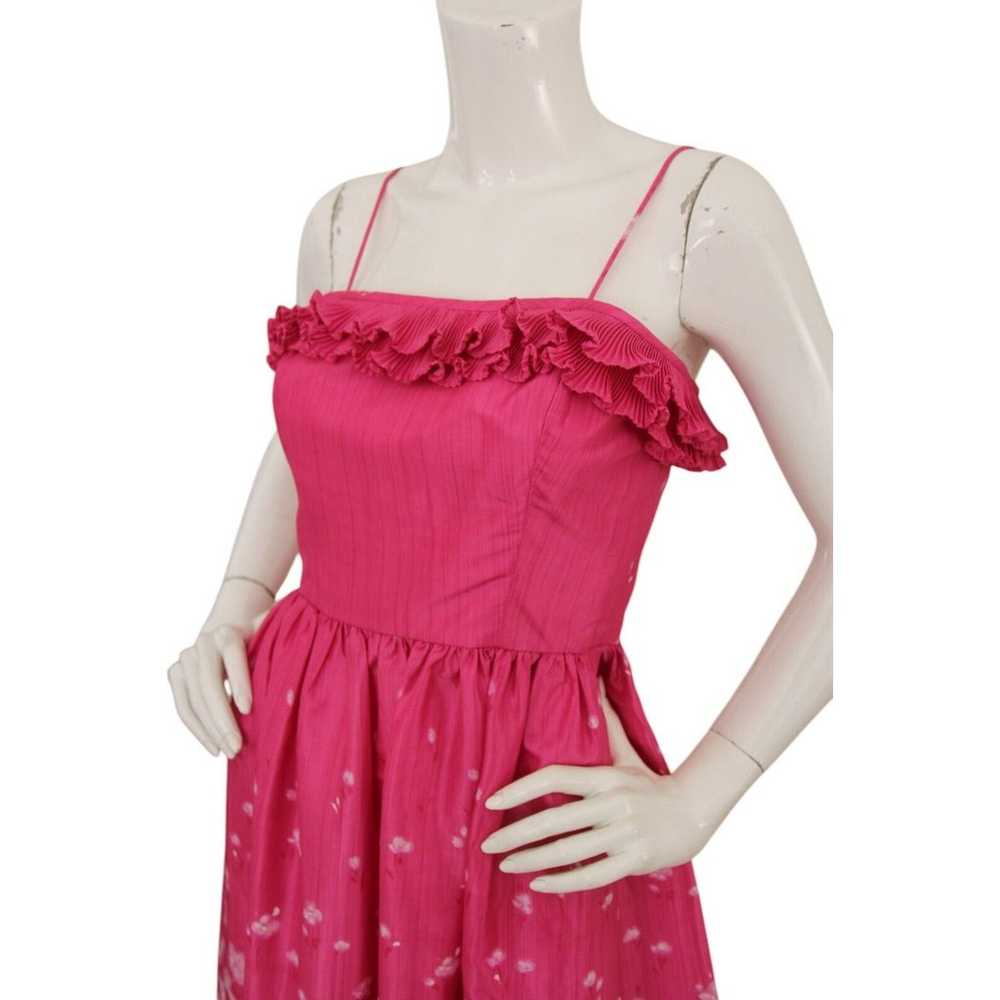 Victor Costa Vintage Pink Floral Ruffle Fit Flare… - image 2