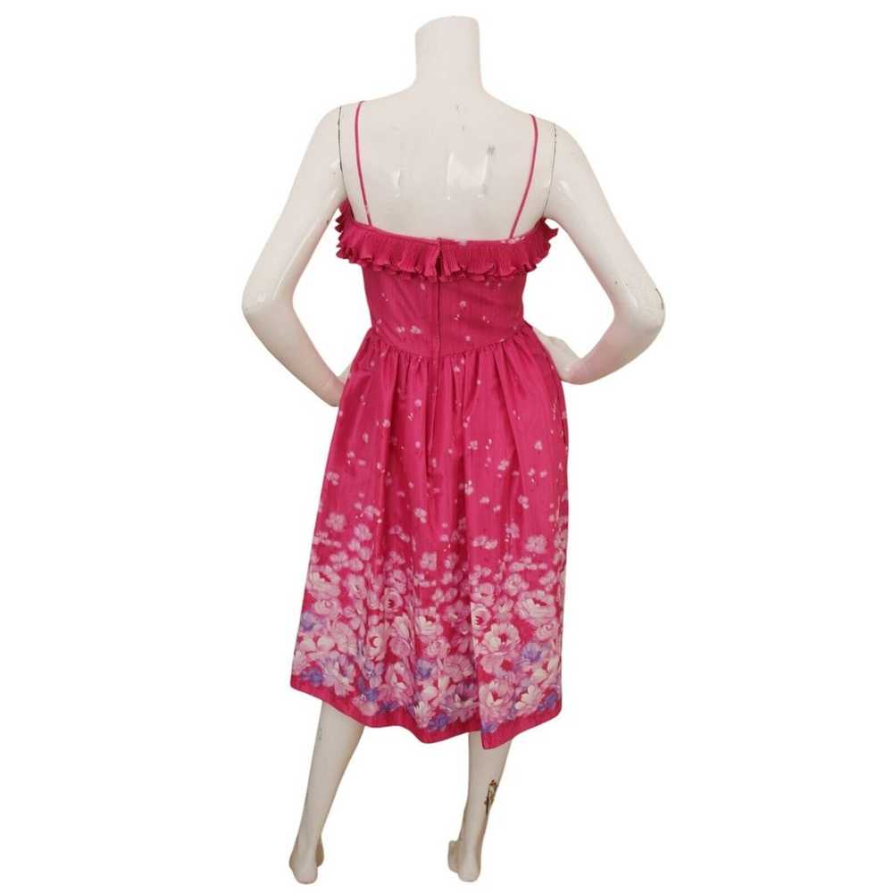 Victor Costa Vintage Pink Floral Ruffle Fit Flare… - image 4