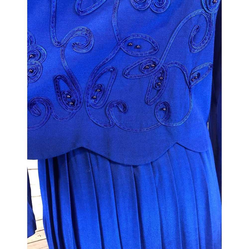 Karin Stevens VINTAGE 90's Blue Embroidered dress… - image 12